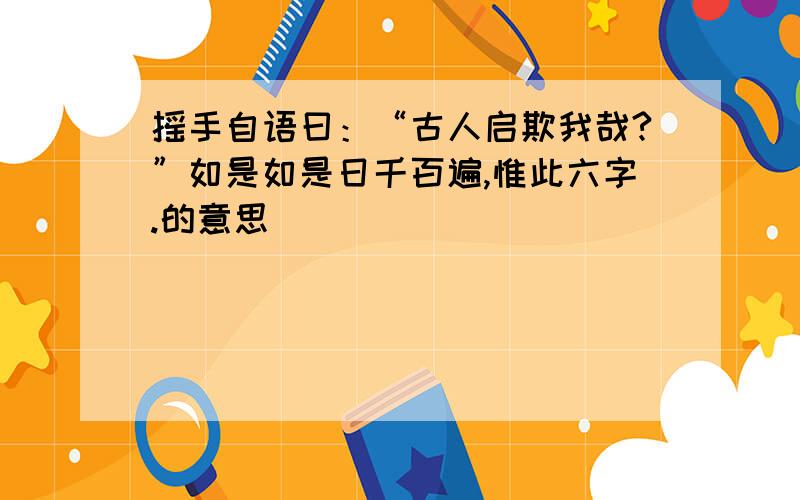 摇手自语曰：“古人启欺我哉?”如是如是日千百遍,惟此六字.的意思