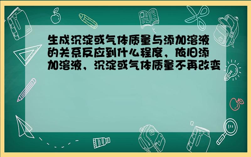 生成沉淀或气体质量与添加溶液的关系反应到什么程度，依旧添加溶液，沉淀或气体质量不再改变