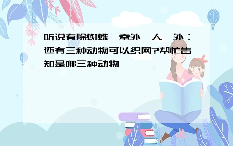 听说有除蜘蛛,蚕外,人,外；还有三种动物可以织网?帮忙告知是哪三种动物