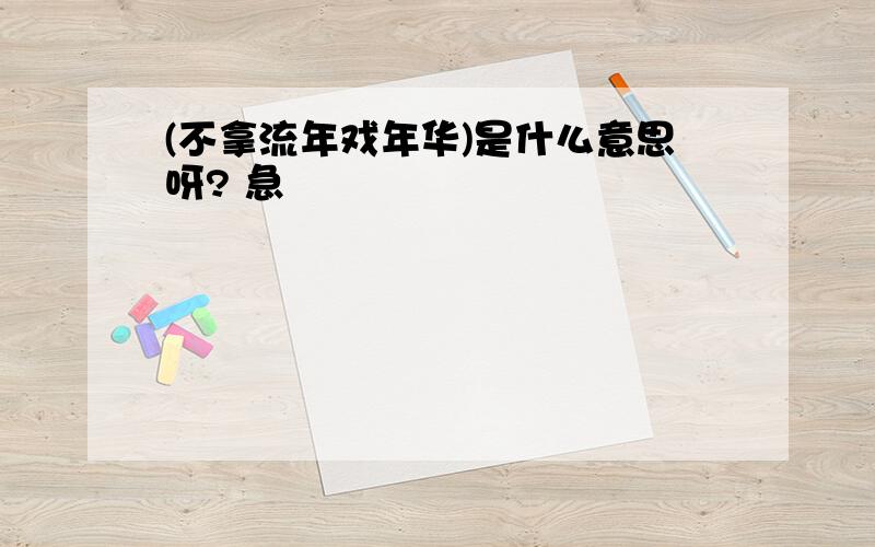 (不拿流年戏年华)是什么意思呀? 急