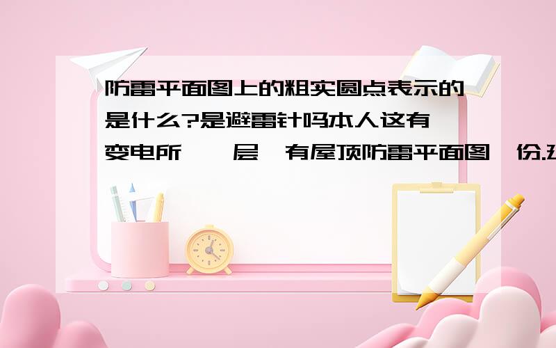 防雷平面图上的粗实圆点表示的是什么?是避雷针吗本人这有一变电所,一层,有屋顶防雷平面图一份.建筑屋面是31.5米*7米.防雷平面图上四个角有四个,中间有两个,共六个粗实圆点.每个圆点上