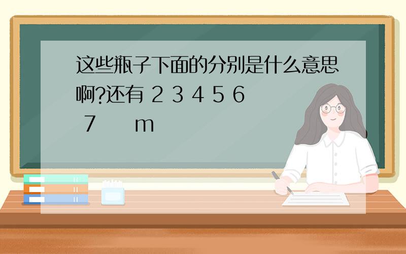 这些瓶子下面的分别是什么意思啊?还有 2 3 4 5 6 7     m