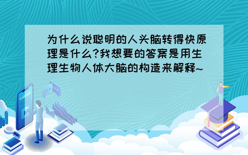 为什么说聪明的人头脑转得快原理是什么?我想要的答案是用生理生物人体大脑的构造来解释~