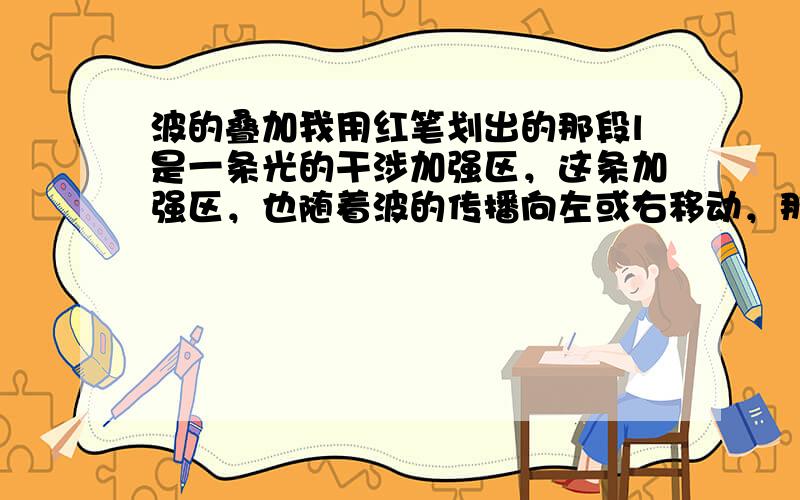 波的叠加我用红笔划出的那段l是一条光的干涉加强区，这条加强区，也随着波的传播向左或右移动，那么既然将被测速粒子两次经过波峰叠加时间差作为一个周期的话（姑且认为粒子经过O1