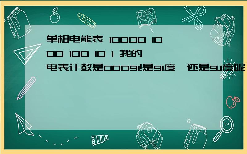 单相电能表 10000 1000 100 10 1 我的电表计数是00091!是91度,还是9.1度呢,没有红色位哦,可把我搞糊涂了!