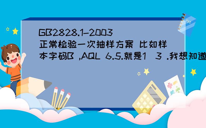 GB2828.1-2003 正常检验一次抽样方案 比如样本字码B ,AQL 6.5.就是1\3 .我想知道的是这斜杠是什么意思！你所说的 是没斜杠的 我知道的！1 2 1是接受数 2是拒收数！