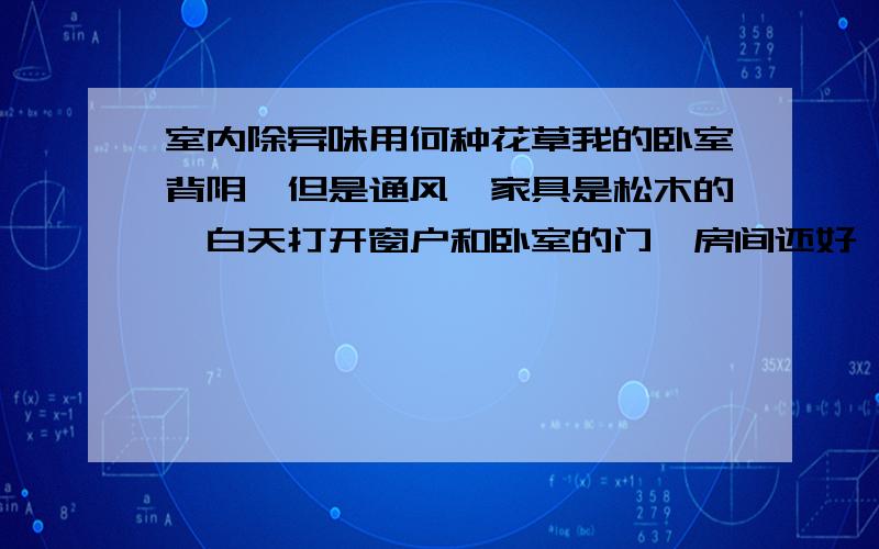 室内除异味用何种花草我的卧室背阴,但是通风,家具是松木的,白天打开窗户和卧室的门,房间还好一些,但是只要关上窗户1-2小时左右,就会有很重的发潮的怪味.想通过养一些常见易活得花花草