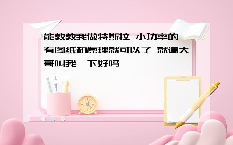 能教教我做特斯拉 小功率的 有图纸和原理就可以了 就请大哥叫我一下好吗