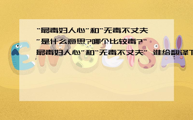 “最毒妇人心”和“无毒不丈夫”是什么意思?哪个比较毒?“最毒妇人心”和“无毒不丈夫” 谁给翻译下.