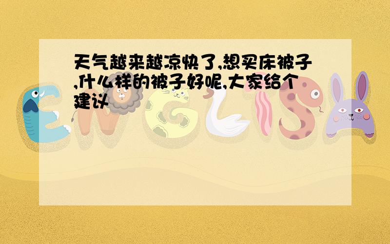 天气越来越凉快了,想买床被子,什么样的被子好呢,大家给个建议