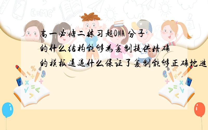 高一必修二练习题DNA 分子的什么结构能够为复制提供精确的模板通过什么保证了复制能够正确地进行!