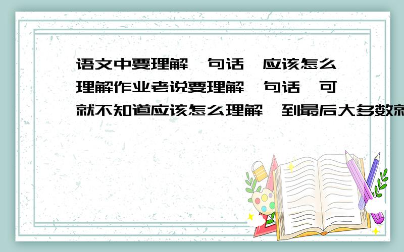 语文中要理解一句话,应该怎么理解作业老说要理解一句话,可就不知道应该怎么理解,到最后大多数就是把原句的顺序换了一下写上去,