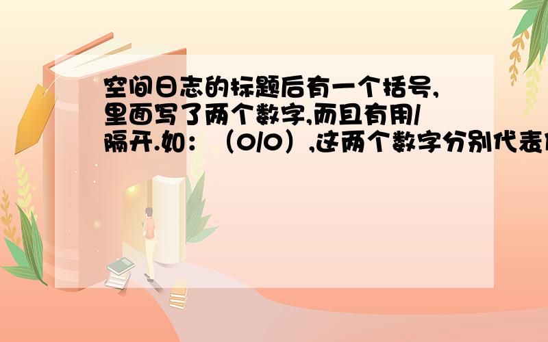 空间日志的标题后有一个括号,里面写了两个数字,而且有用/隔开.如：（0/0）,这两个数字分别代表什么