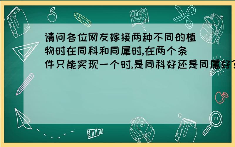 请问各位网友嫁接两种不同的植物时在同科和同属时,在两个条件只能实现一个时,是同科好还是同属好?