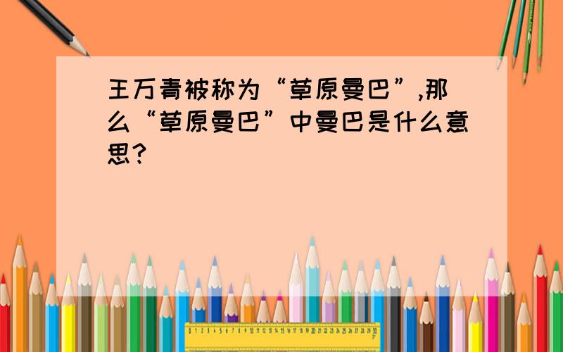 王万青被称为“草原曼巴”,那么“草原曼巴”中曼巴是什么意思?