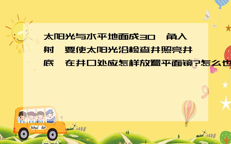 太阳光与水平地面成30°角入射,要使太阳光沿检查井照亮井底,在井口处应怎样放置平面镜?怎么也想不明白,希望大家说细点……谢!