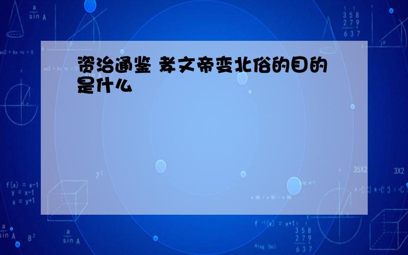 资治通鉴 孝文帝变北俗的目的是什么