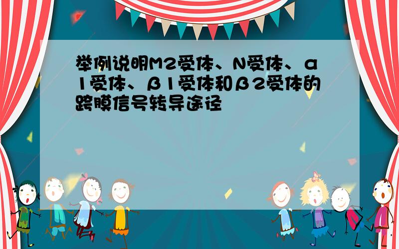 举例说明M2受体、N受体、α1受体、β1受体和β2受体的跨膜信号转导途径