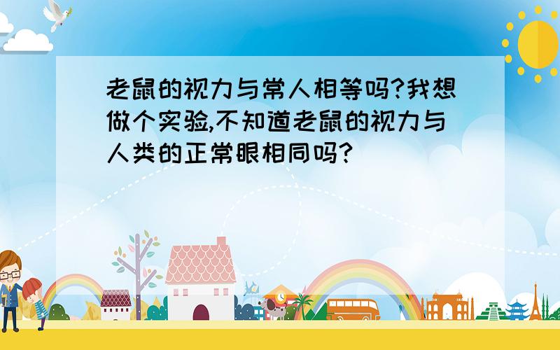 老鼠的视力与常人相等吗?我想做个实验,不知道老鼠的视力与人类的正常眼相同吗?