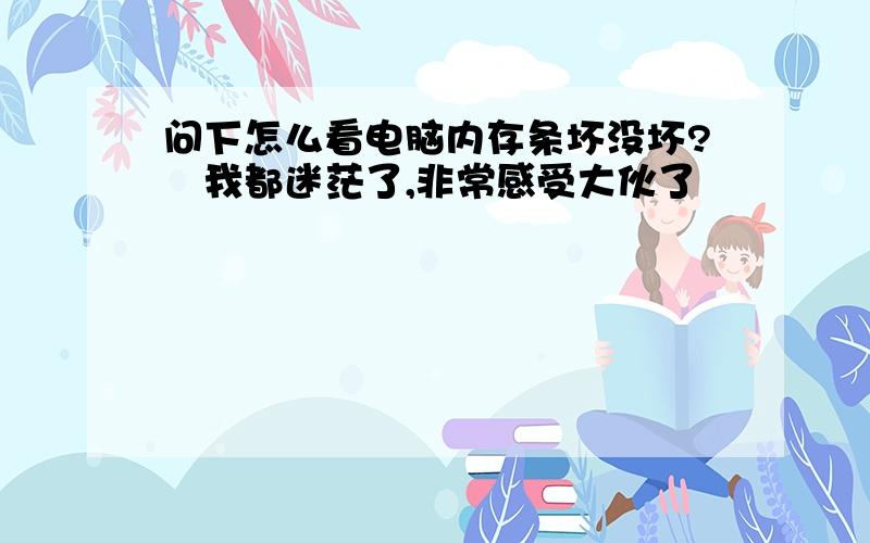 问下怎么看电脑内存条坏没坏?　我都迷茫了,非常感受大伙了