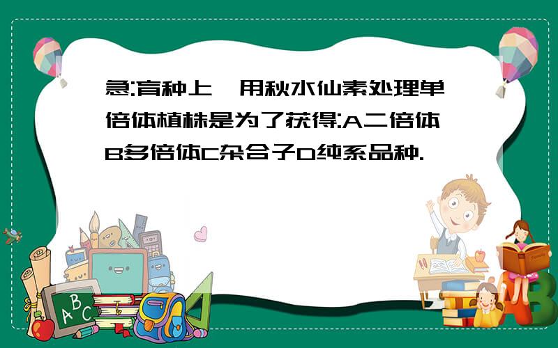 急:育种上,用秋水仙素处理单倍体植株是为了获得:A二倍体B多倍体C杂合子D纯系品种.