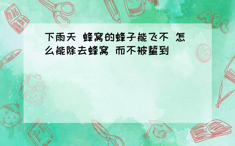 下雨天 蜂窝的蜂子能飞不 怎么能除去蜂窝 而不被蜇到