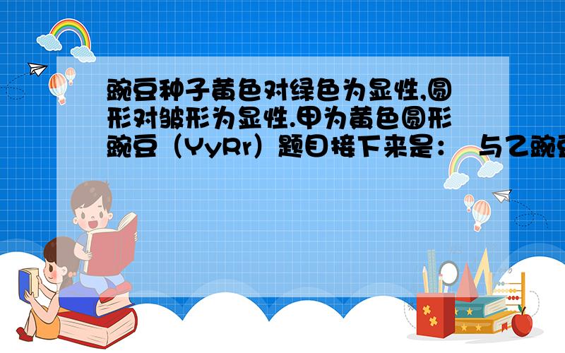 豌豆种子黄色对绿色为显性,圆形对皱形为显性.甲为黄色圆形豌豆（YyRr）题目接下来是：  与乙豌豆杂交,后代中4种表现型比例为3:3:1:1,则乙豌豆的基因型为（    ）A、yyrr    B、Yyrr   C、yyRR   D