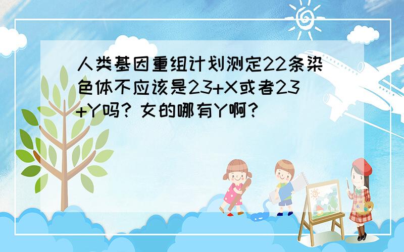 人类基因重组计划测定22条染色体不应该是23+X或者23+Y吗？女的哪有Y啊？