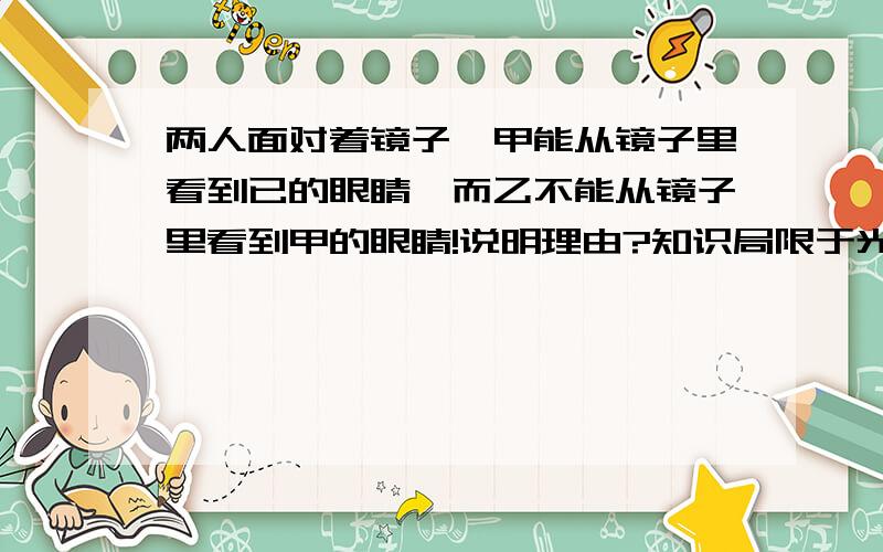 两人面对着镜子,甲能从镜子里看到已的眼睛,而乙不能从镜子里看到甲的眼睛!说明理由?知识局限于光的反射和折射!