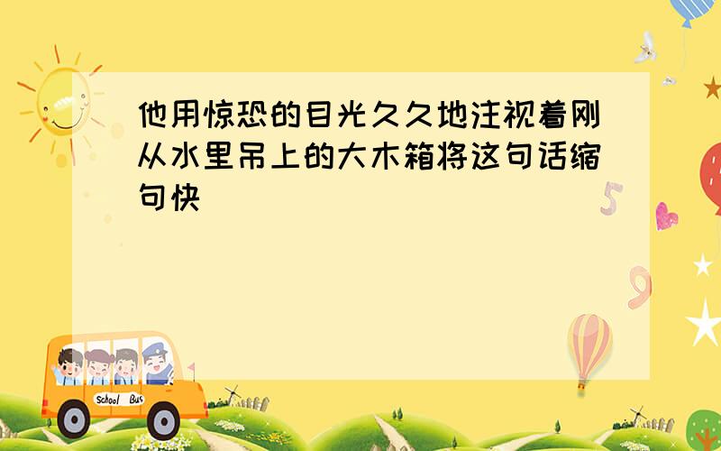 他用惊恐的目光久久地注视着刚从水里吊上的大木箱将这句话缩句快