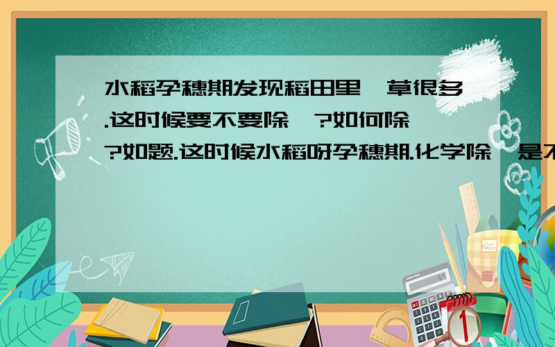 水稻孕穗期发现稻田里稗草很多.这时候要不要除稗?如何除稗?如题.这时候水稻呀孕穗期.化学除稗是不行的.可人工除稗有担心破坏水稻生长状态.因为这时候因该少下田的.同时也不知道除稗