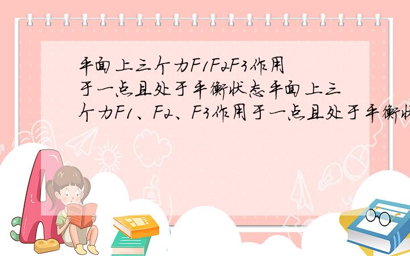 平面上三个力F1F2F3作用于一点且处于平衡状态平面上三个力F1、F2、F3作用于一点且处于平衡状态,F1的模=1N,F2的模=[（根号6+根号2）/2]N,F1与F2的夹角为45°,求（1）F3的大小；（2）F3与F1夹角的大