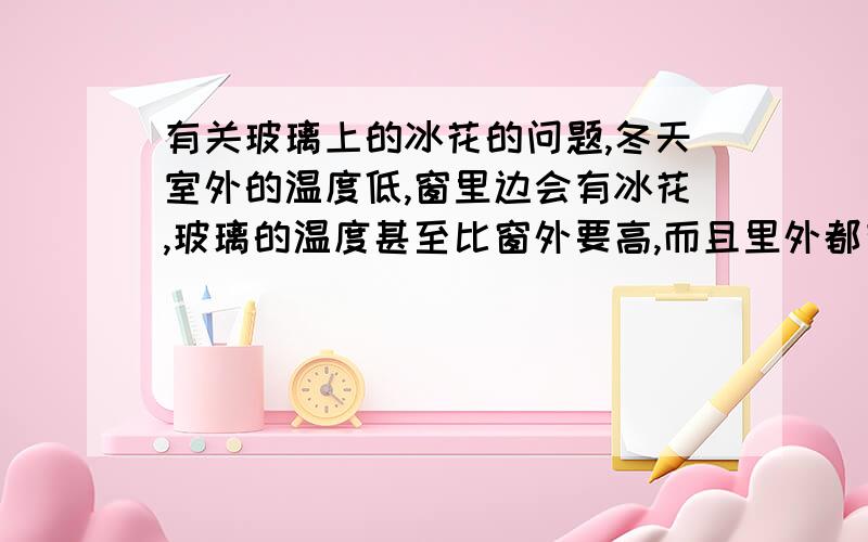 有关玻璃上的冰花的问题,冬天室外的温度低,窗里边会有冰花,玻璃的温度甚至比窗外要高,而且里外都有水蒸气,为什么外边怎么没有冰花呢?水凝华有固定的温度点吗