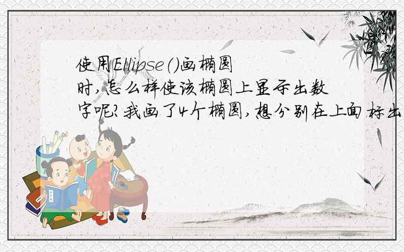 使用Ellipse（）画椭圆时,怎么样使该椭圆上显示出数字呢?我画了4个椭圆,想分别在上面标出1、2、3、4的序号.请问怎么样才能实现呢?