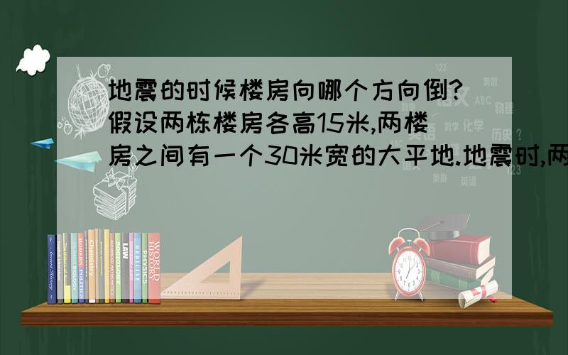 地震的时候楼房向哪个方向倒?假设两栋楼房各高15米,两楼房之间有一个30米宽的大平地.地震时,两栋楼房倒了,倒了会不会把这宽30米的平地给埋死呢?