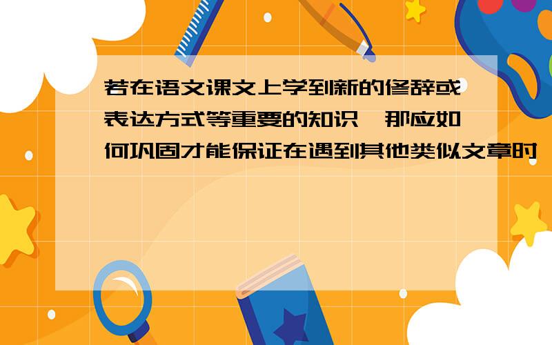 若在语文课文上学到新的修辞或表达方式等重要的知识,那应如何巩固才能保证在遇到其他类似文章时,能识别例：伏笔,层层递进,或其他