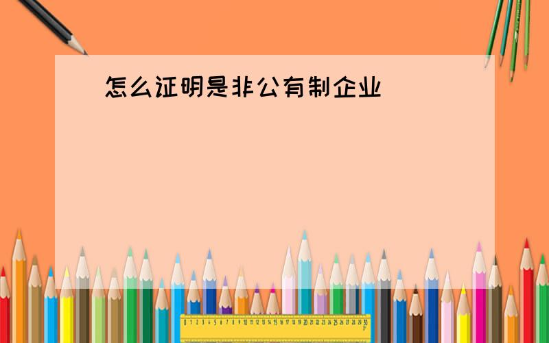 怎么证明是非公有制企业