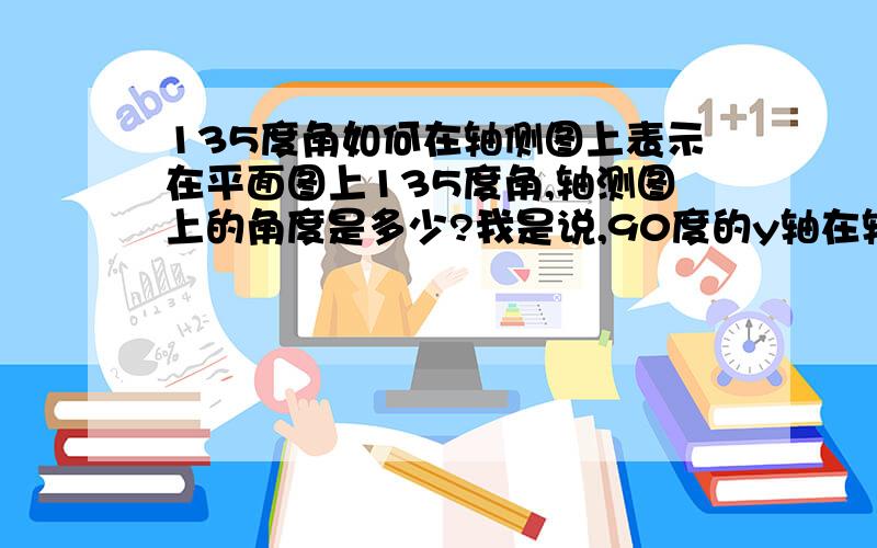 135度角如何在轴侧图上表示在平面图上135度角,轴测图上的角度是多少?我是说,90度的y轴在轴测图上成一个45度角,但135度角的直线在轴测图上成多大的角?