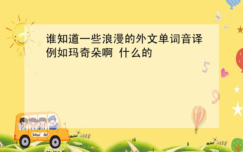 谁知道一些浪漫的外文单词音译例如玛奇朵啊 什么的