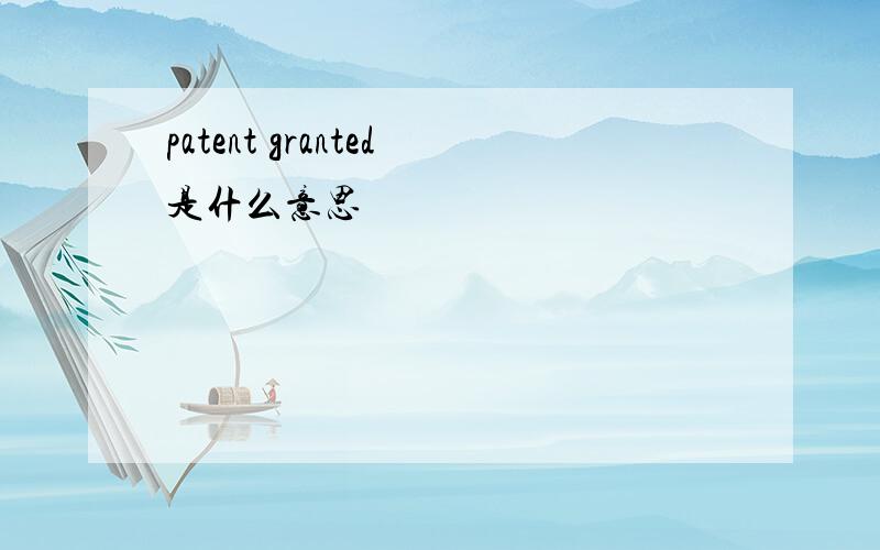 patent granted是什么意思