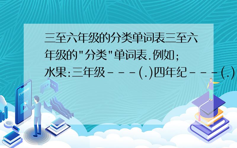 三至六年级的分类单词表三至六年级的