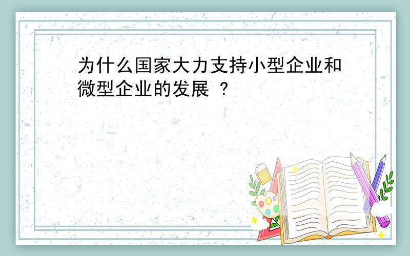 为什么国家大力支持小型企业和微型企业的发展 ?