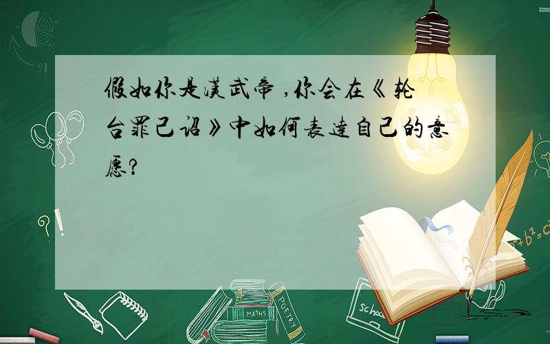 假如你是汉武帝 ,你会在《轮台罪己诏》中如何表达自己的意愿?