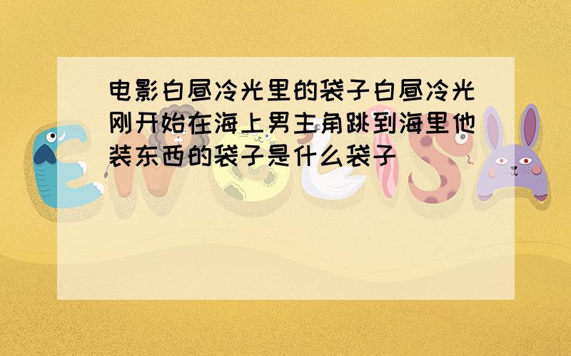 电影白昼冷光里的袋子白昼冷光刚开始在海上男主角跳到海里他装东西的袋子是什么袋子