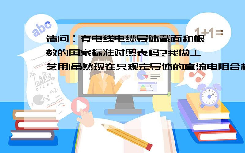 请问：有电线电缆导体截面和根数的国家标准对照表吗?我做工艺用!虽然现在只规定导体的直流电阻合格就行,但是我还想知道到底有没有这方面的标准.谁知道告诉我一下,谢谢!