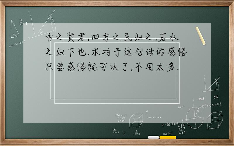 古之贤君,四方之民归之,若水之归下也.求对于这句话的感悟只要感悟就可以了,不用太多.