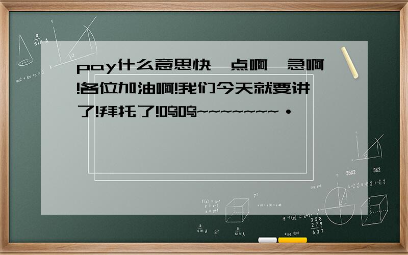 pay什么意思快一点啊,急啊!各位加油啊!我们今天就要讲了!拜托了!呜呜~~~~~~~·