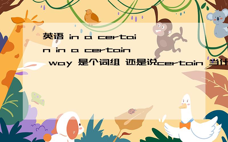 英语 in a certain in a certain way 是个词组 还是说certain 当什么翻译