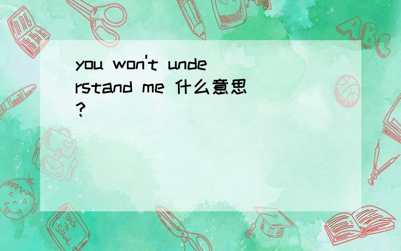 you won't understand me 什么意思?