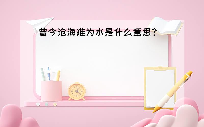 曾今沧海难为水是什么意思?